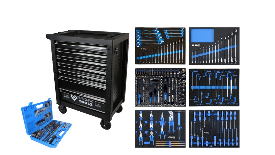 STARLINGEAR/アルミディスプレイ/2点セット/非売品/青＆黒 Brilliant Tools, Tool cabinet with 7 drawers and 473 premium tools