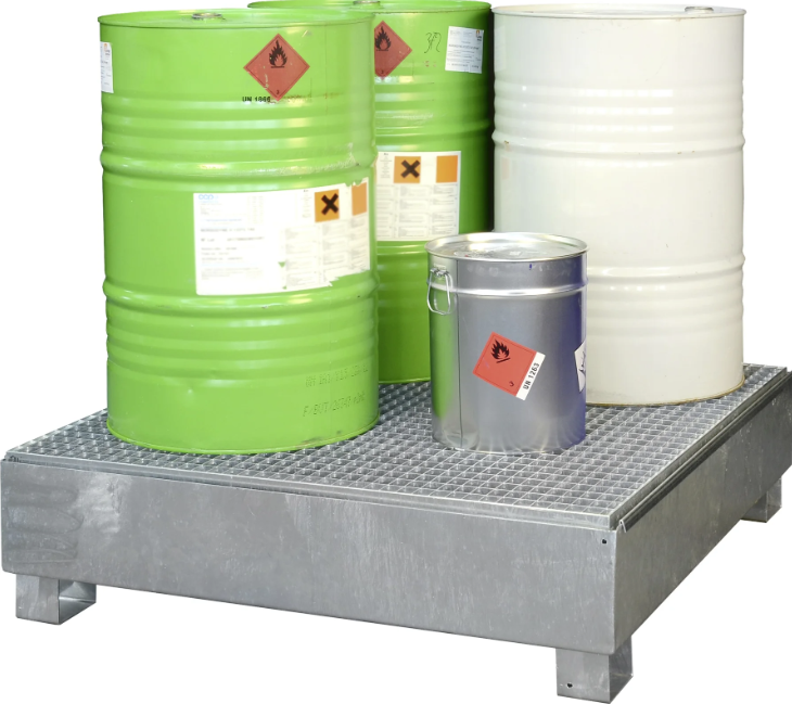 Sump pallet with grating SW4, 4x200L galvanized 1