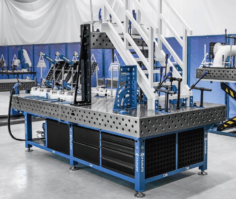 Welding station with tabletop Plus 3000x1480mm, holes d=28mm