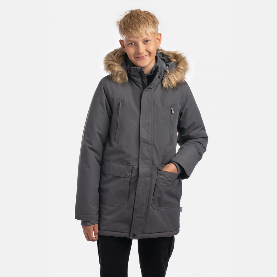 Winter jacket parka Roman 2 hooded children`s, dark grey 158 1