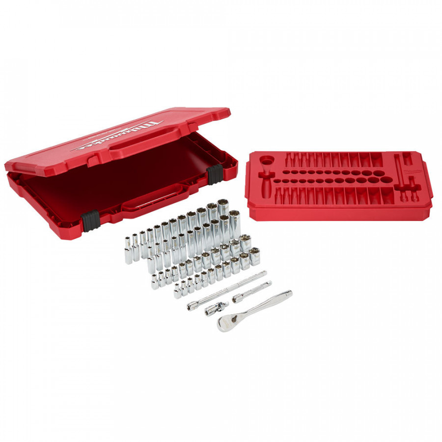 Drive Ratchet.+ Socket Set SAE + Metric 1/4" 50pcs 1