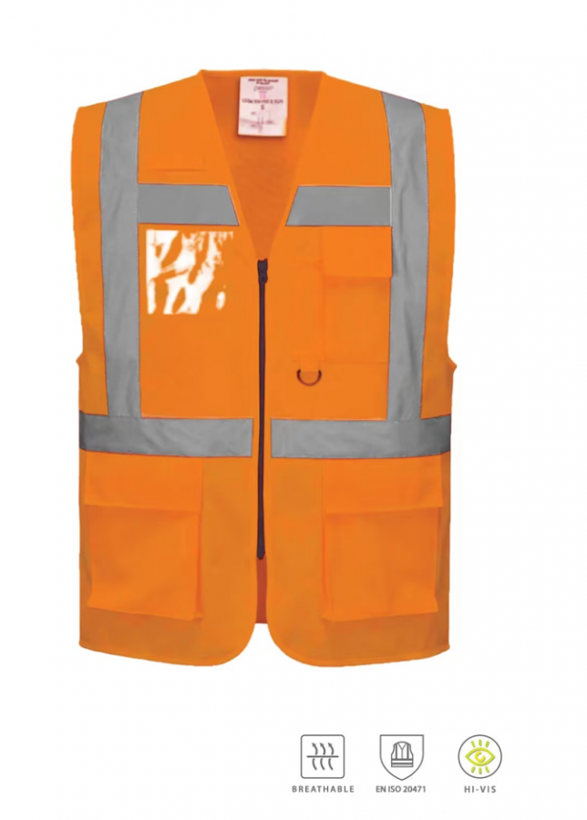 Hi-vis vest Lsorp with zipper, CL2 orange 3XL, Pesso