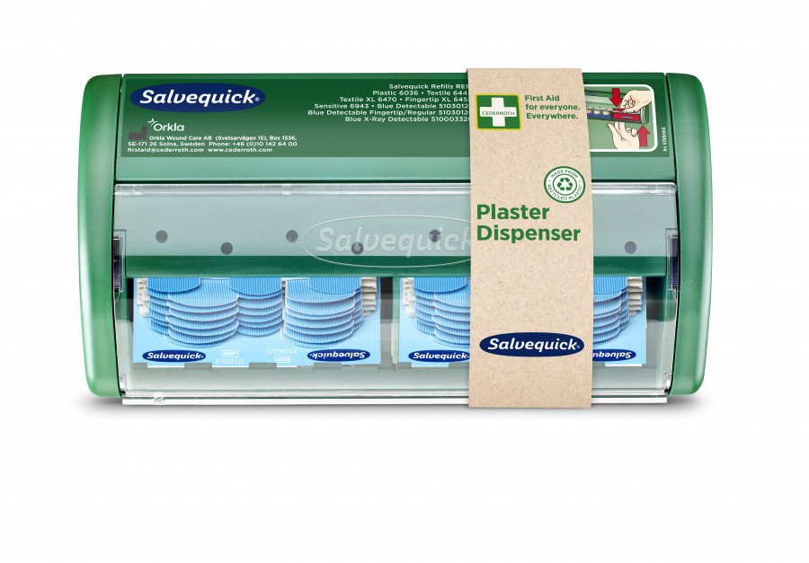 Salvequick Plaster Dispenser Blue Detectable, Cederroth