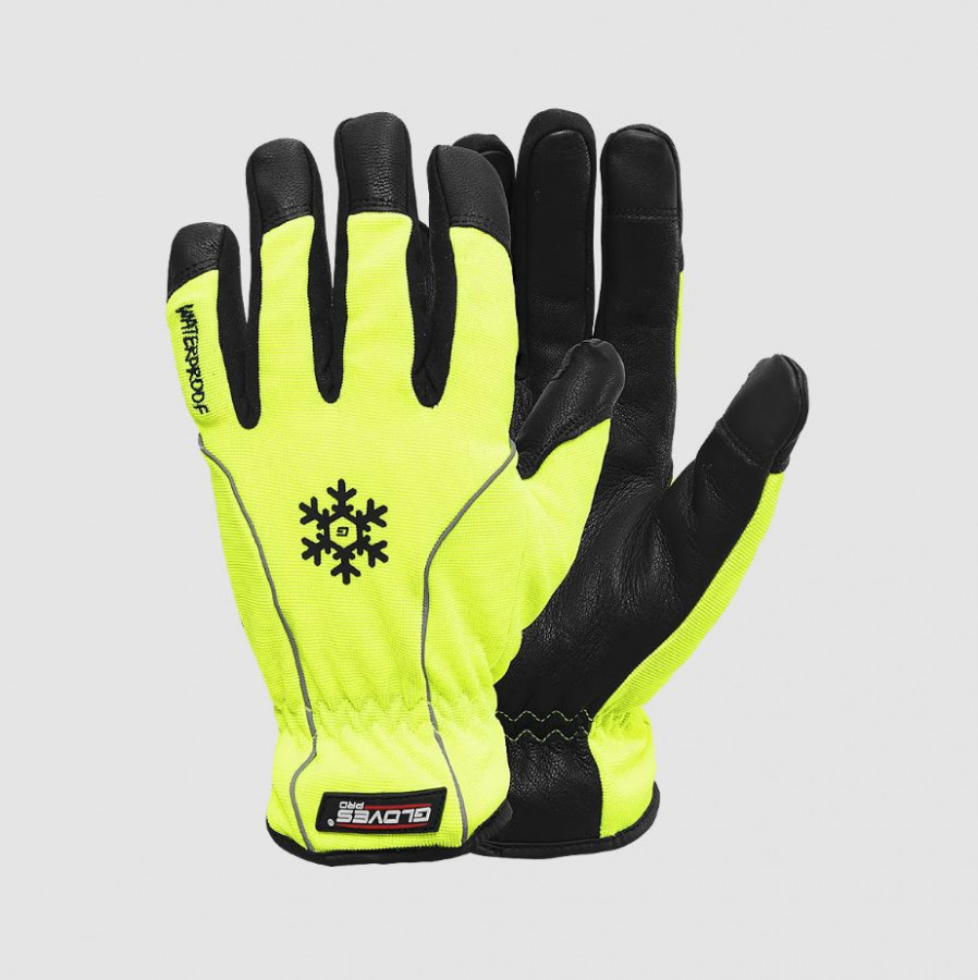 Talvekindad, kitsenahk, Spandex, HiViz, Mech-Traffic 10, GlovesPro