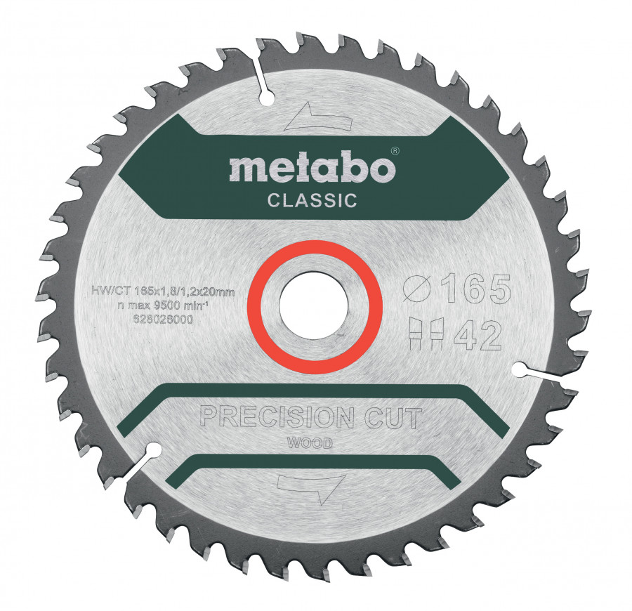 Saw blade Precision Cut 165x1,8/1,2x20 Z42, WZ 5°, Metabo