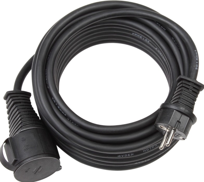 Extension cable for building site IP44 10m H07RN-F 3G1.5 black 10m, 230V, F3G1,5mm 1