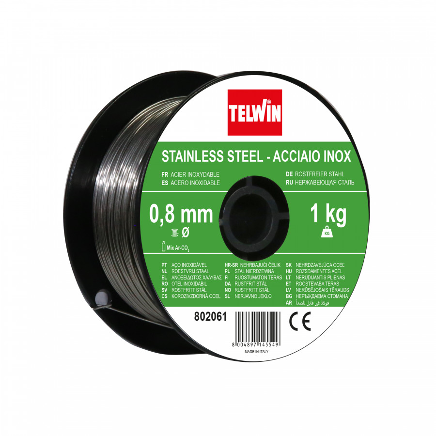 Nerūsējoša tērauda metināšanas stieple 0,8 mm (spole 1 kg), Telwin