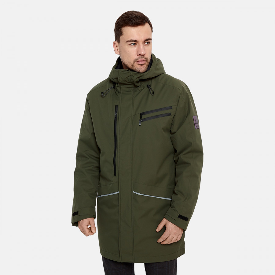 Spring parka Marlo hooded, dark green M, Huppa