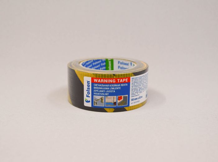 Warning/protection tape yellow/black 50mmx33m, Folsen