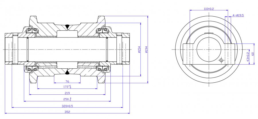 Track roller JCB/VOLVO, ASTRAK