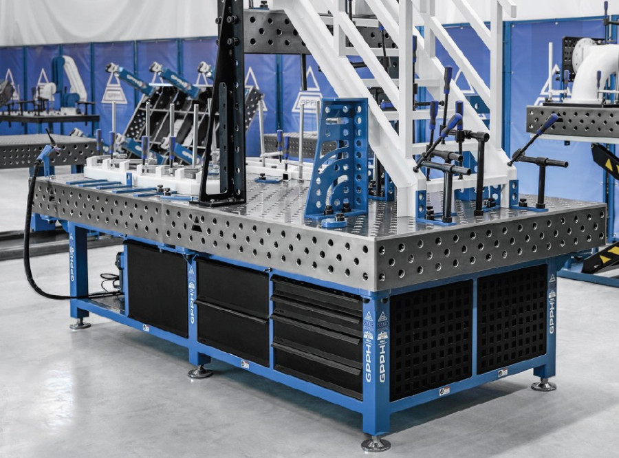 Welding station with tabletop Plus 3000x1480mm, holes d=16mm