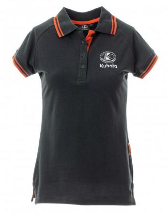 Womens polo, grey with orange piping KUBOTA XL, Kubota