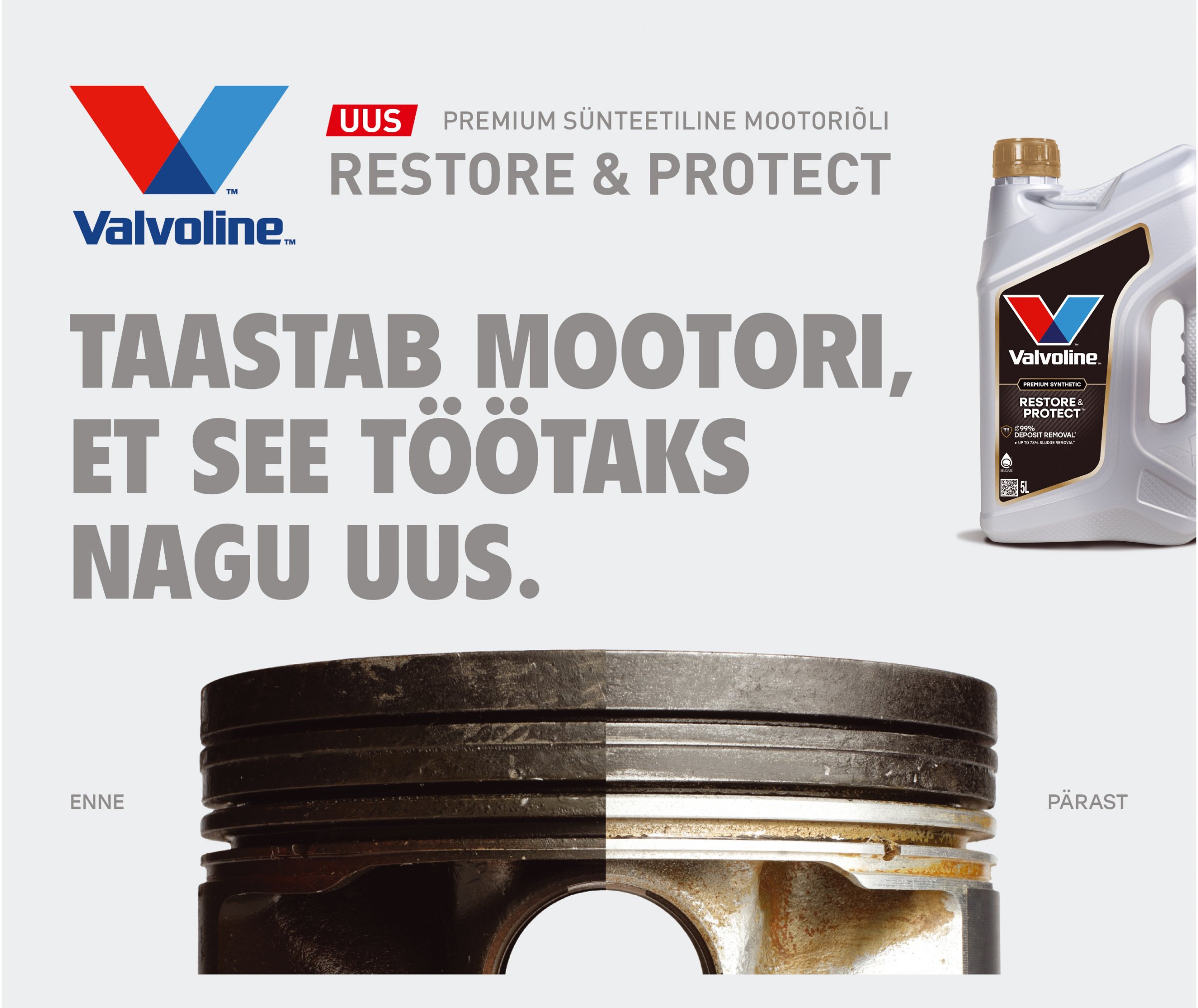 Valvoline Restore & Protect – uus põlvkond mootoriõli, mis mitte ainult ei kaitse, vaid aitab mootorit ka taastada.