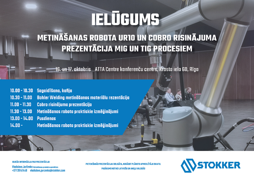 16. un 17. oktobrī Stokker prezentēs metināšanas robota risinājumu 